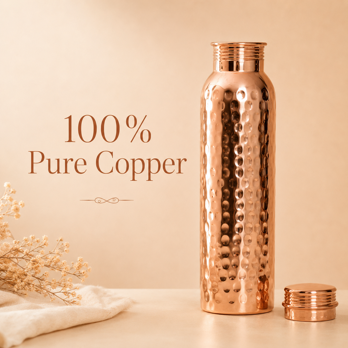 Pure - 100% Pure Copper Water Bottle