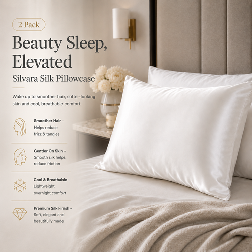 Silvara - The White Silk Pillowcase For Smoother Hair & Skin | 2 Pack