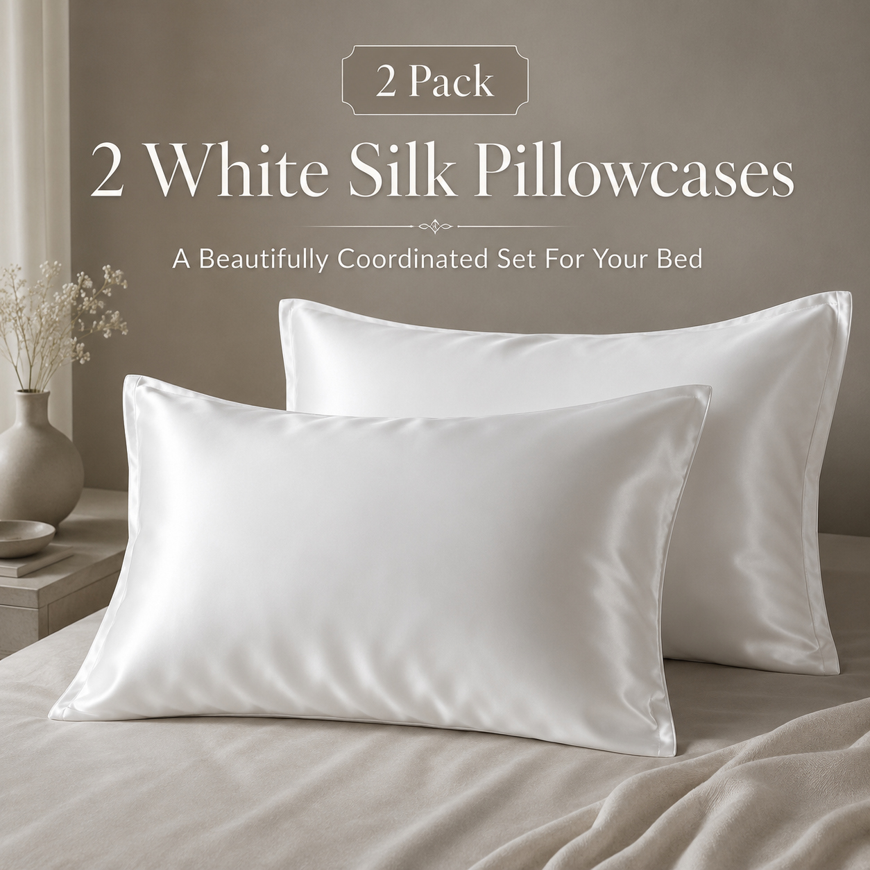 Silvara - The White Silk Pillowcase For Smoother Hair & Skin | 2 Pack