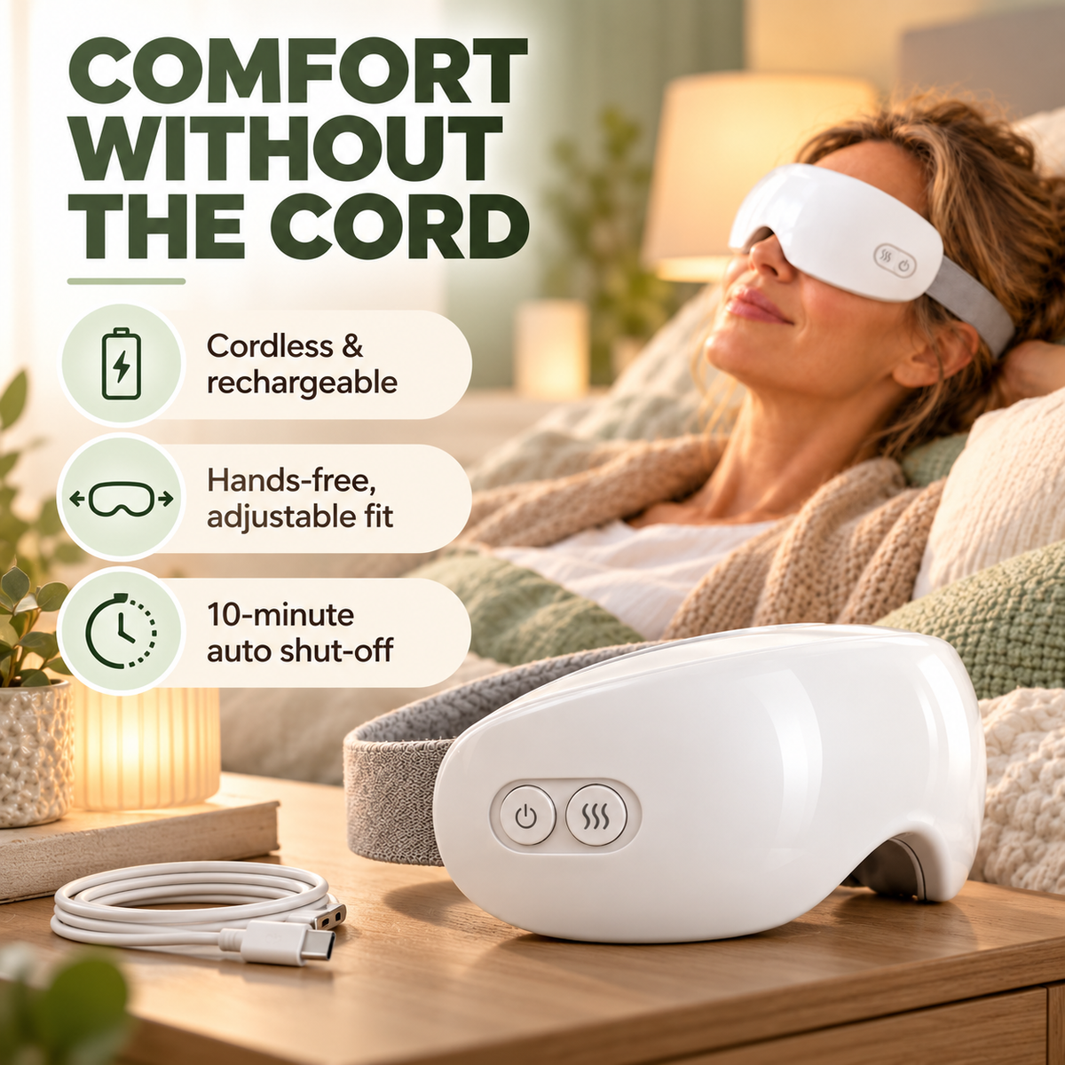 Nuvelle - Cordless Warm Mist Eye Mask for Tired Eyes