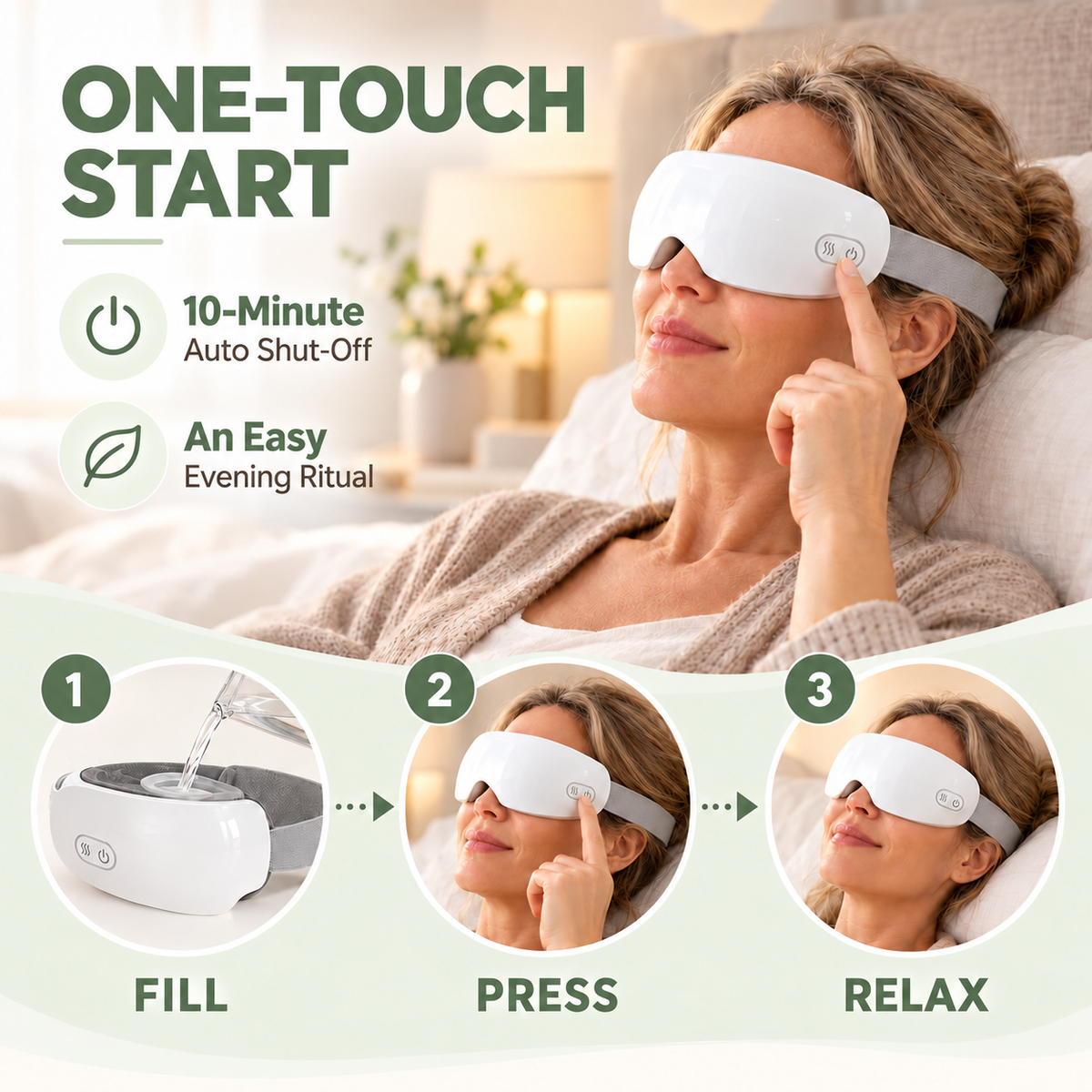 Nuvelle - Cordless Warm Mist Eye Mask for Tired Eyes