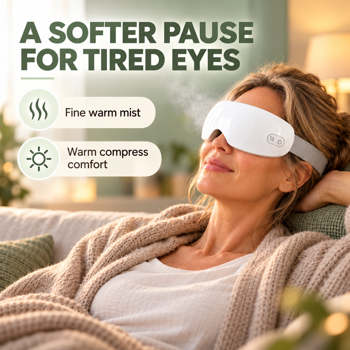 Nuvelle - Cordless Warm Mist Eye Mask for Tired Eyes